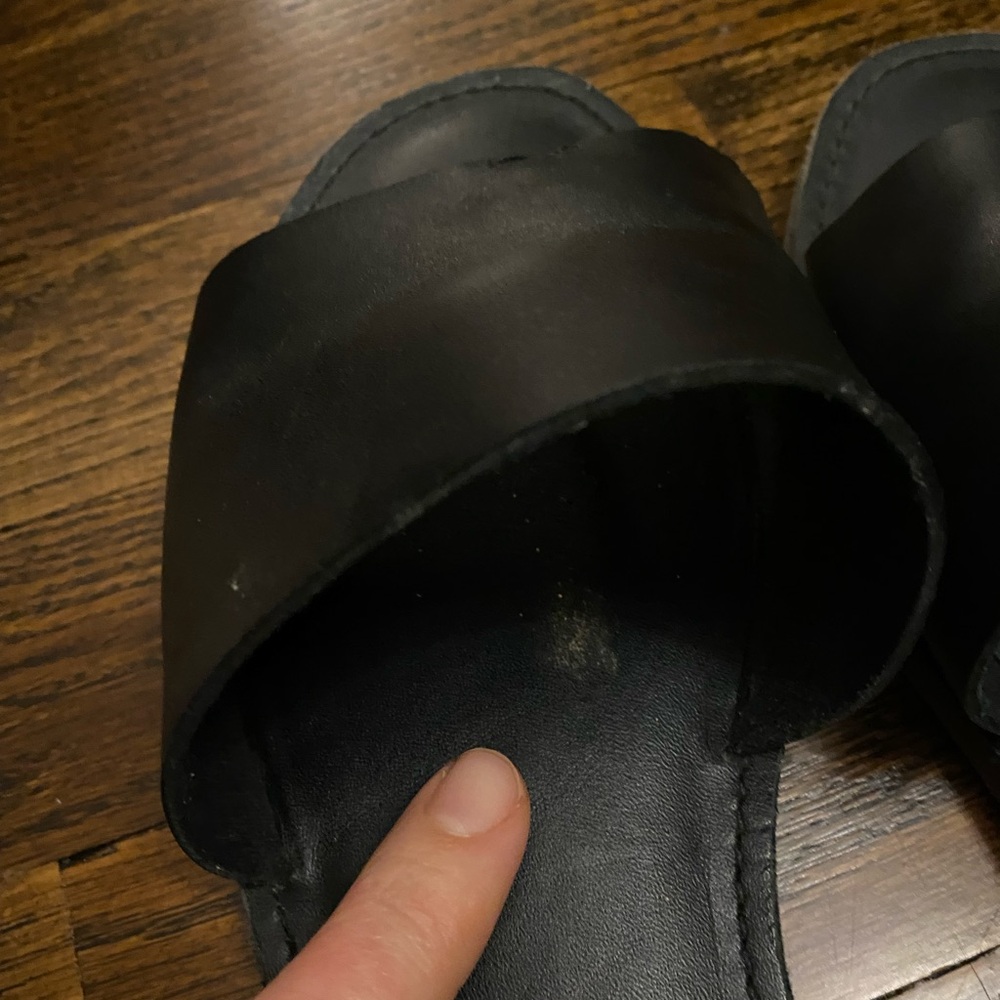 Madewell- Slide Sandal leather ‘The Boardwalk’ Post Slide size 10 women’s black - Picture 6 of 9